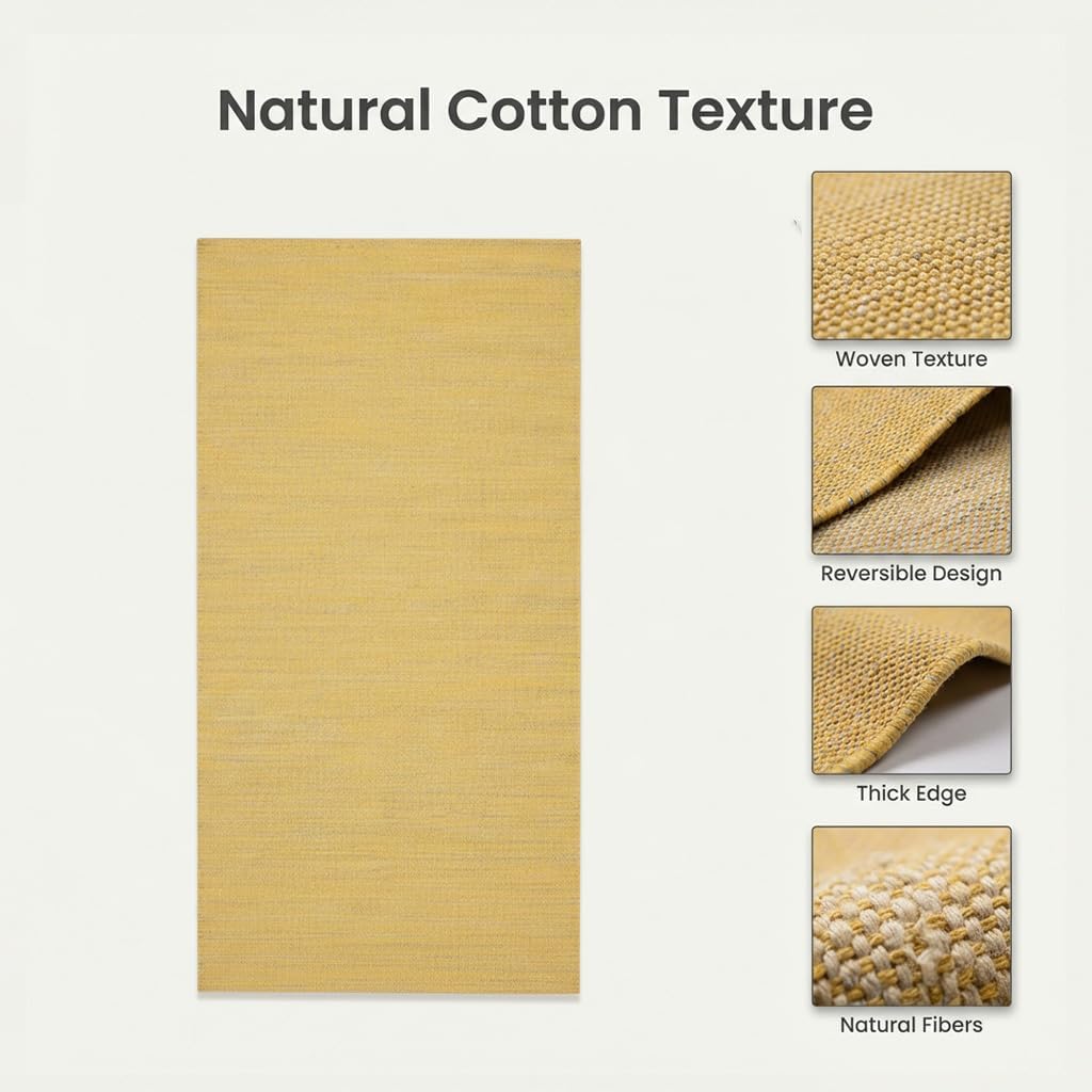 LFH Home Handmade Cotton Yoga Mat Cotton Rug picnic mat For Exercise, Workout, Fitness - Perfect Heavy Quality Eco Friendly Natural Cotton Woven Reversible Yoga Mats for Men & Women - 72x26 Inch. - Image 6