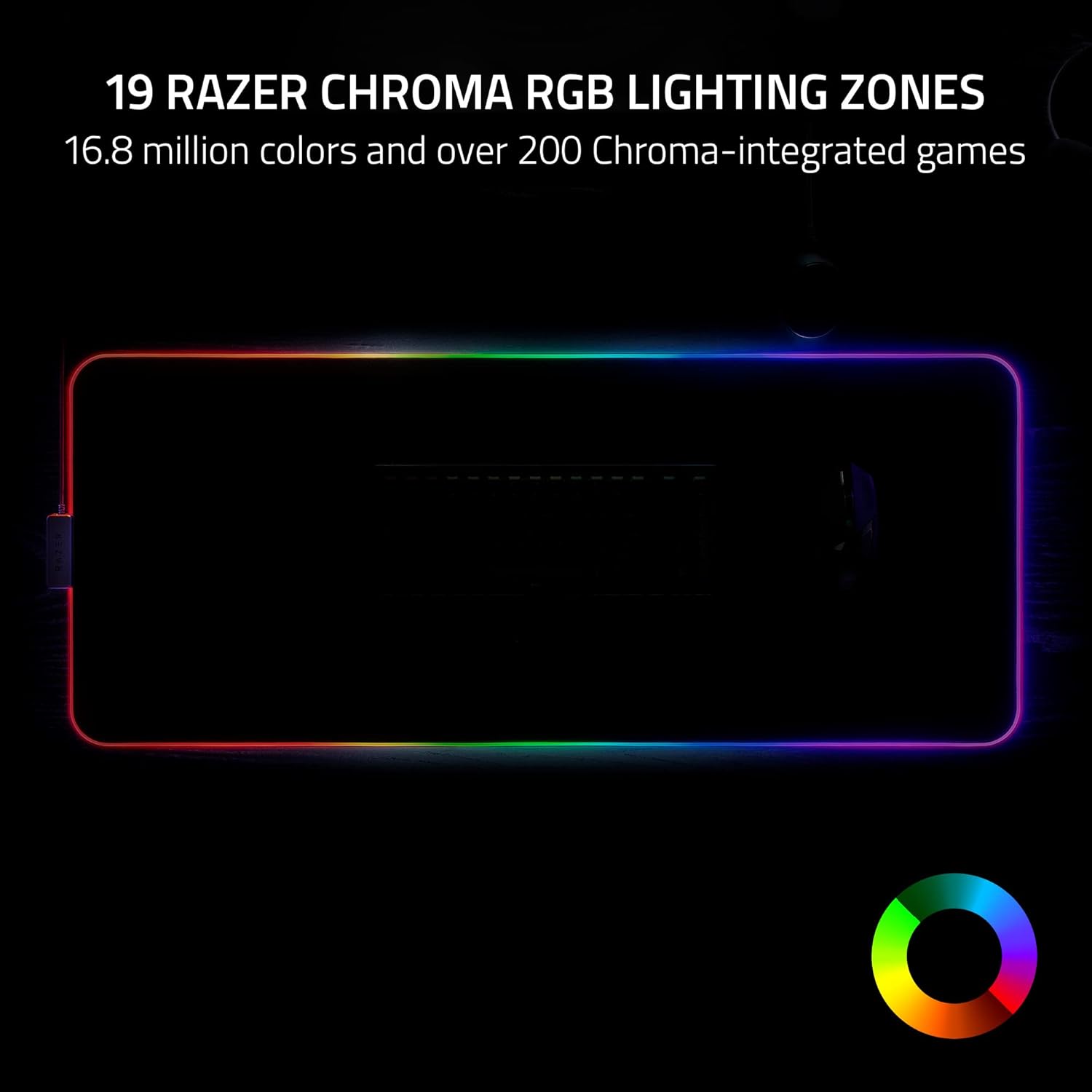 Razer Strider Chroma Hybrid Gaming Mouse Mat with Razer Chroma RGB: Hybrid Soft/Hard Mat - 19 Razer Chroma RGB Lighting Zones - Warp and Water-Resistant - Anti-Slip Base - Seamless Edges XXLarge - Image 3