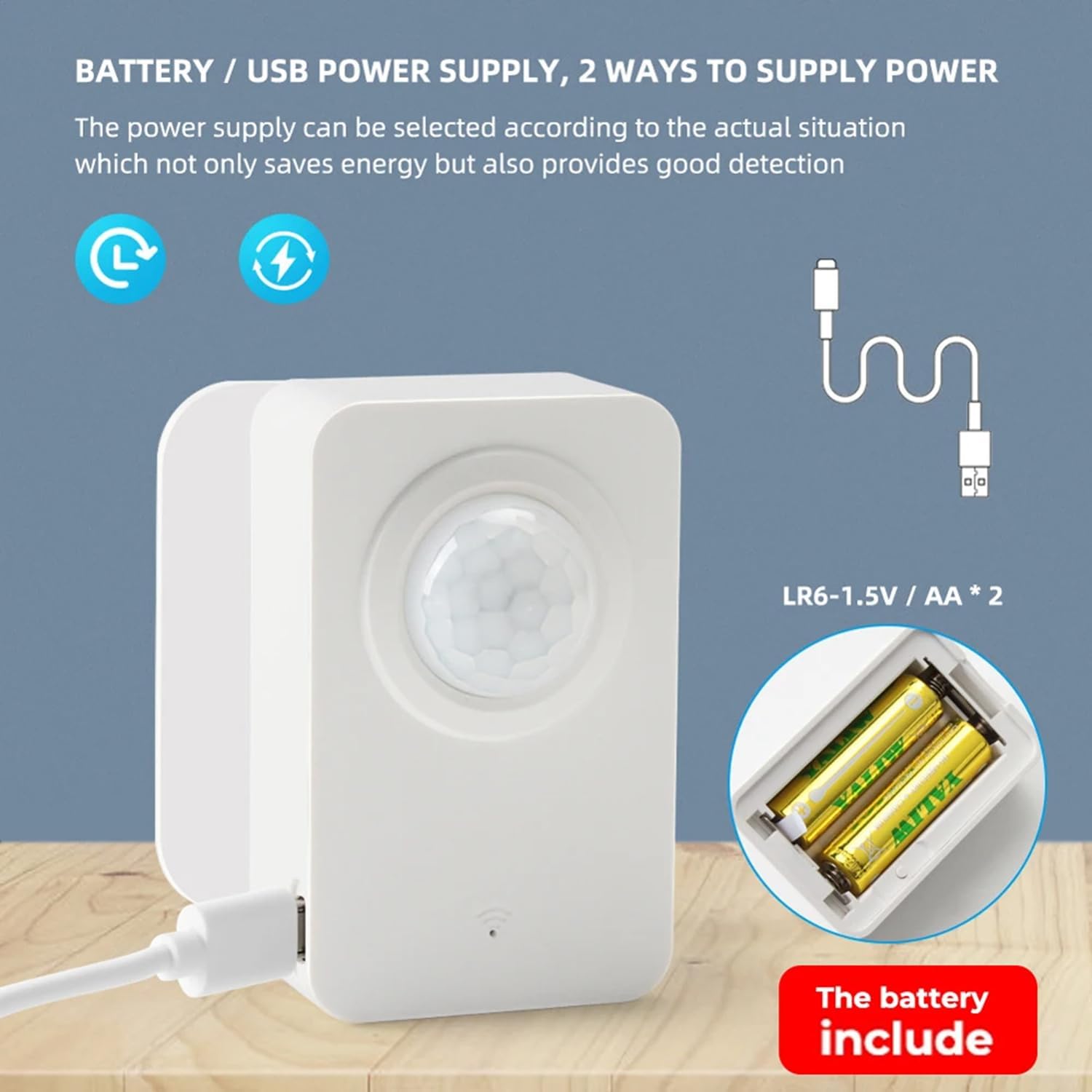 WiFi Smart Motion Sensor: Indoor PIR Motion Detector, Free App Alert, Tuya App Remote Monitor, USB & Battery Dual Power Supply, Infrared Wireless Alarm System for Home Security & Home Automation - Image 2