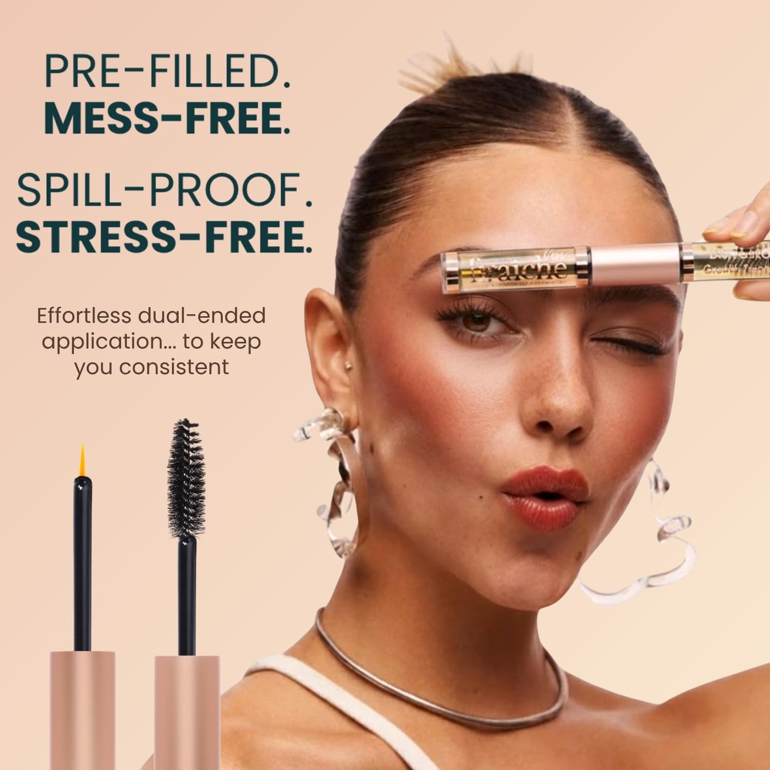 Live Fraiche Organic Castor Oil Lash Serum for Hair Growth, Eyebrow Eyelash Growth Serum, 100% Pure Cold Pressed Hexane Free (2oz Glass Bottle + FILLED Mascara Tube) - Image 4