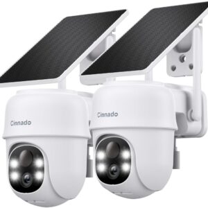 2K Cameras for Home Security-2.4G WiFi Outdoor Camera Wireless Solar/Battery Powered with solar panel, 360° Viewing, AI Human Detection, Color Night Vision, with SD Storage, Works with Alexa(2 Pack)