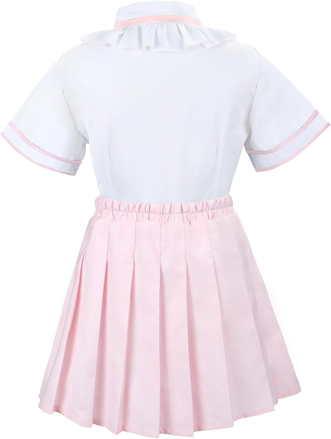 Girls' School Uniform Skirt Set,Girls Bow Tie Shirt Top with Pleated Mini Skirt Suit Costume Cute Student Outfit Set - Image 2