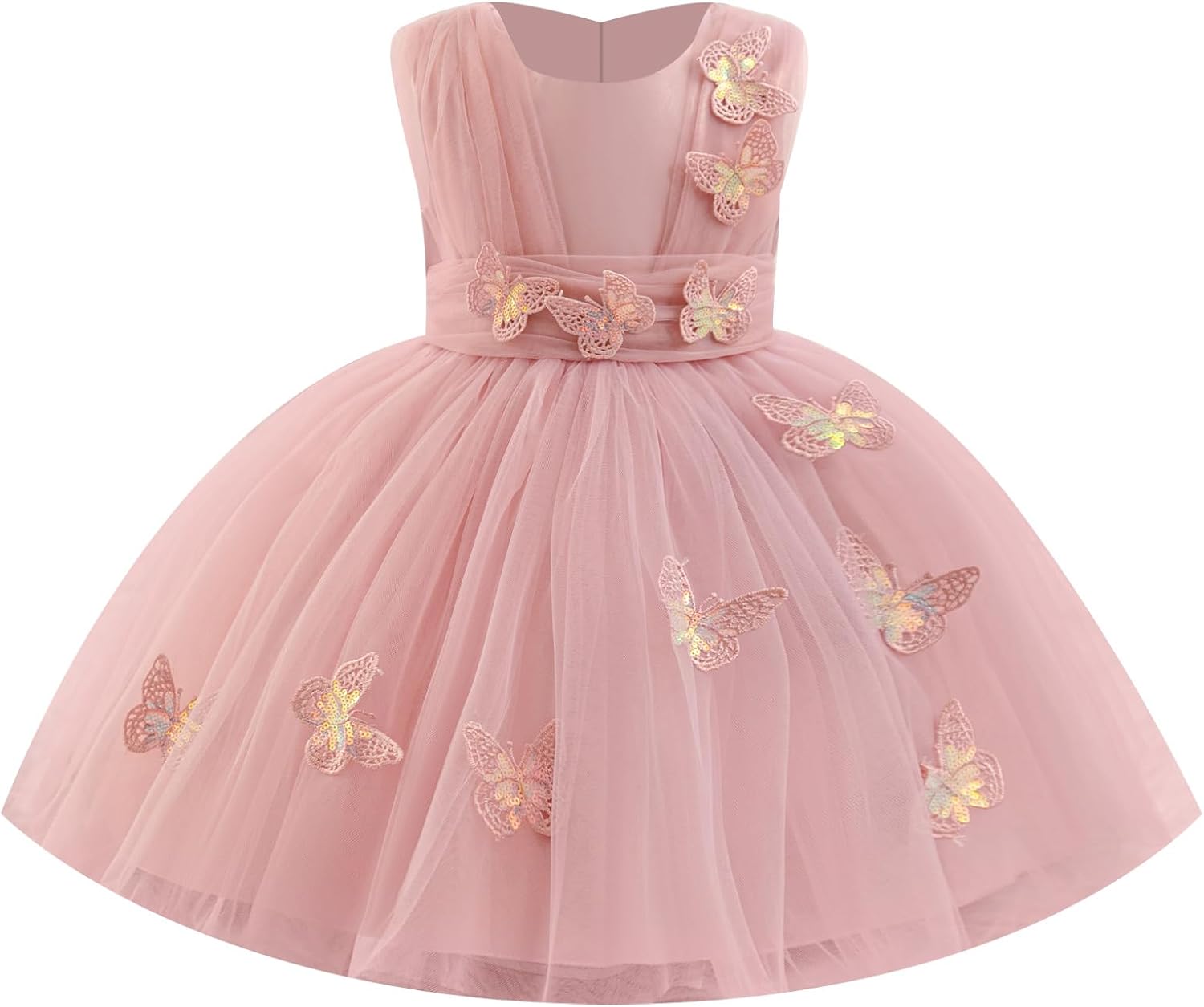 AWIBMK Kids Baby Girls Birthday Pageant Flower Girl Dresses for Wedding Party Formal Sequins Butterfly Dresses - Image 4