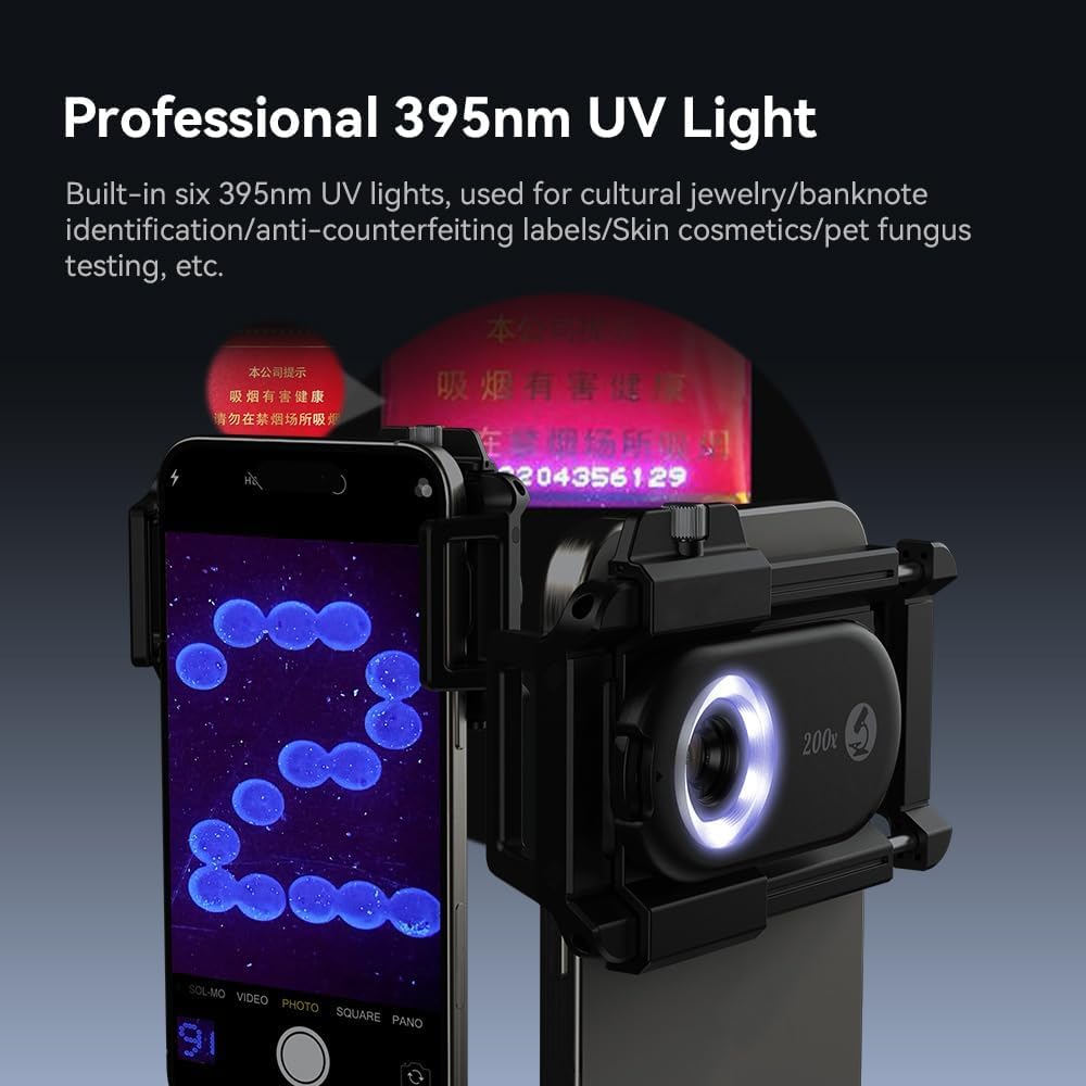 200X Phone Microscope Lens with CPL Filter & LED Light, Anti-Glare Pocket Macro Camera Attachment for iPhone & Android, Ideal for Coin Collecting, Jewelry Appraisal & STEM - Image 4