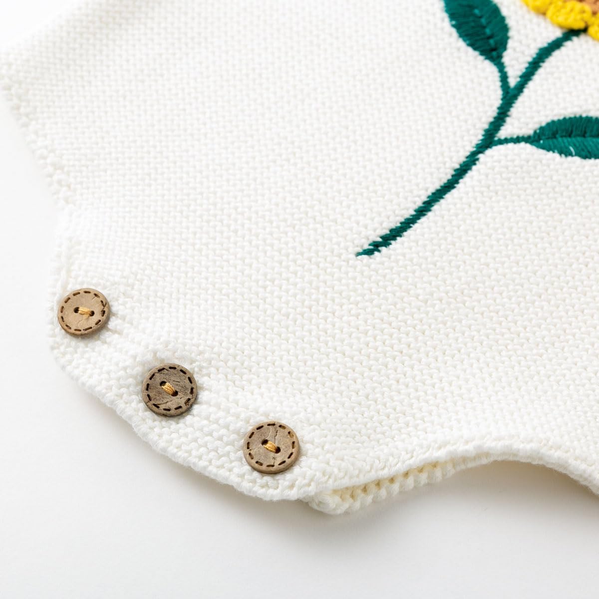 Simplee kids Baby Girls Sunflower Knit Rompers Knit Clothes for Newborn Baby Girls - Image 5