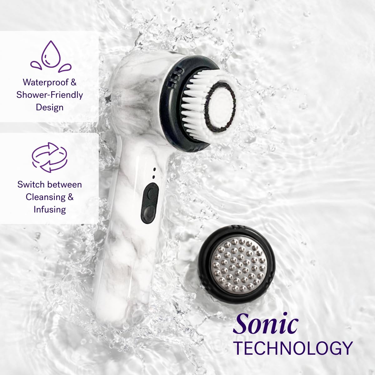 Michael Todd Beauty Soniclear Allure 2024 Best of Beauty Winner Facial Cleansing + Exfoliation Brush System with Antimicrobial Protected Bristles, 4 speeds, Serum Infusion Head + Travel Case - Image 4