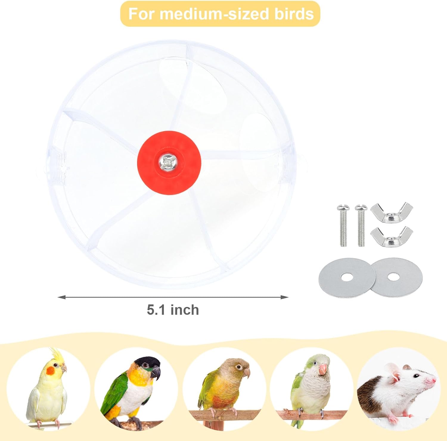 Bird Creative Foraging System Wheel Seed Food Ball Rotate Training Toy for Small and Medium Parrots Parakeet Cockatiel Conure (Clear) - Image 6