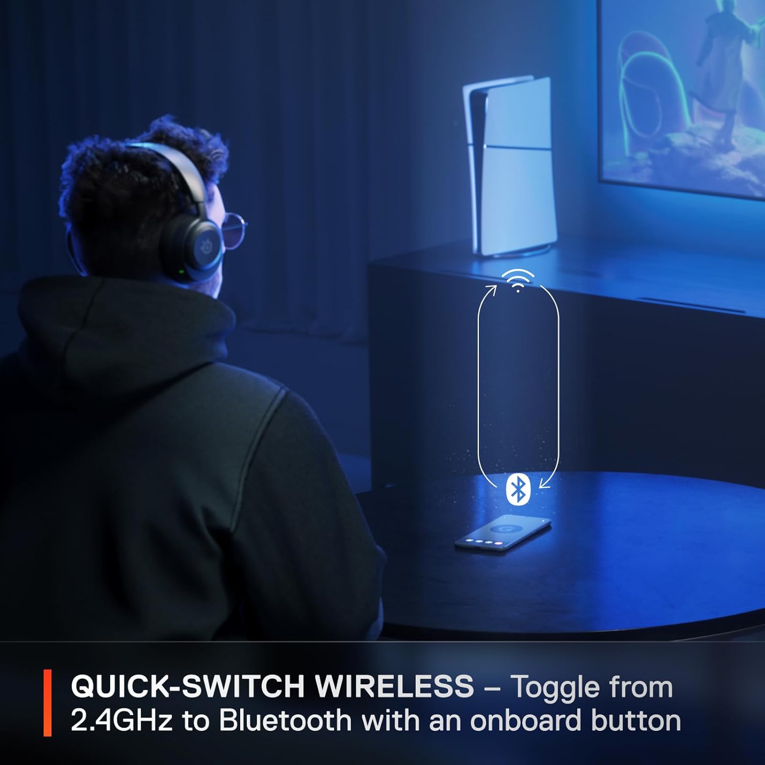 SteelSeries Arctis Nova 5 Wireless Multi-System Gaming Headset — Neodymium Magnetic Drivers — 100+ Audio Presets — 60 HR Battery — 2.4GHz or BT — ClearCast Gen2.X Mic — PC, PS5, PS4, Switch, Mobile - Image 4
