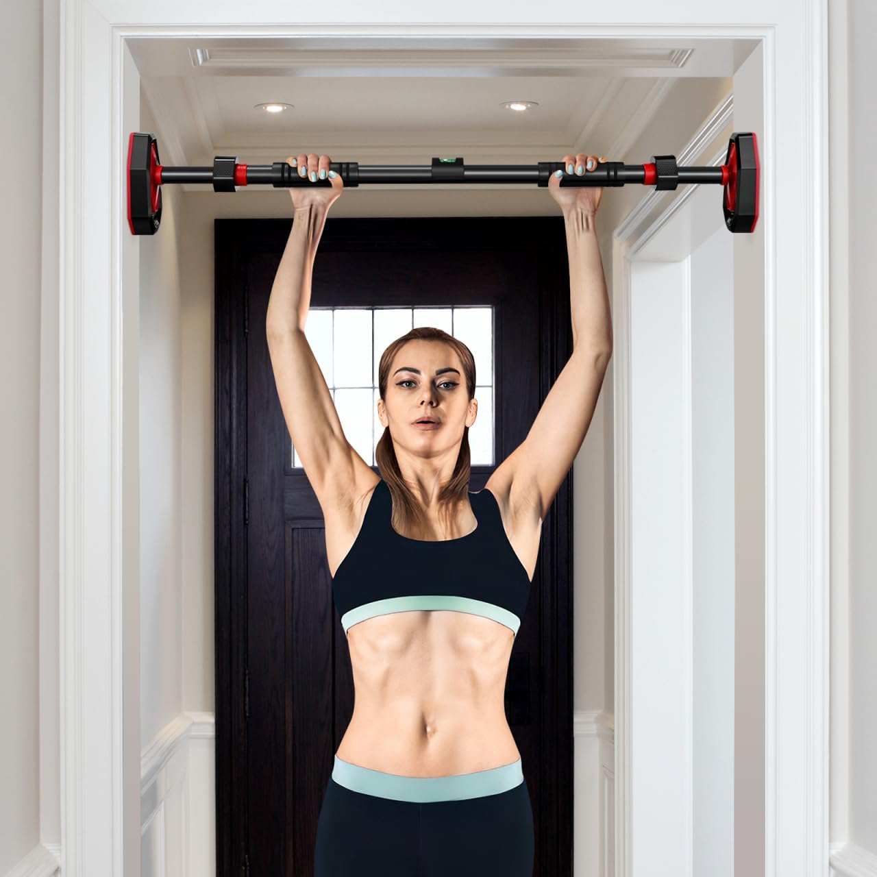 Ciieeo Adjustable Pull up Bar for Doorway with Secure Locking No Drill Installation Comfortable Grip Portable Home Gym Strength Training Equipment 39.37 Inch - Image 2