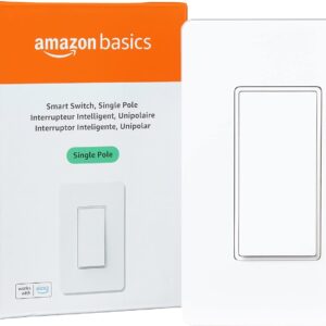 Amazon Basics Smart Light Switch, Single Pole, Works with Alexa Only, Voice Control, Schedule, 2.4 GHz Wi-Fi, No Hub Required, Easy to Install, White