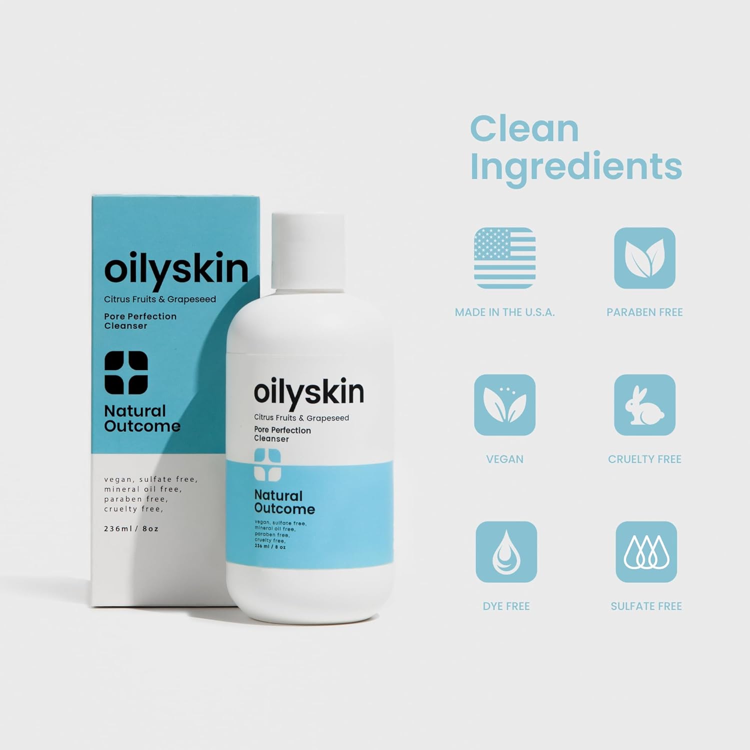 natural outcome Oily Skin Cleanser | Oil Control Daily Face Wash | Pore Hydrating Non-Greasy Cleansing Gel with Purifying Citrus Extracts for Oily Skin Types | Sulfate & Cruelty Free | 8 oz - Image 4