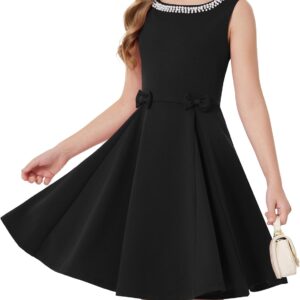 GRACE KARIN Black Girls Summer Dress Kids Formal Party Dresses Sleeveless Midi Wedding Guest Dress Size 7-14 Years