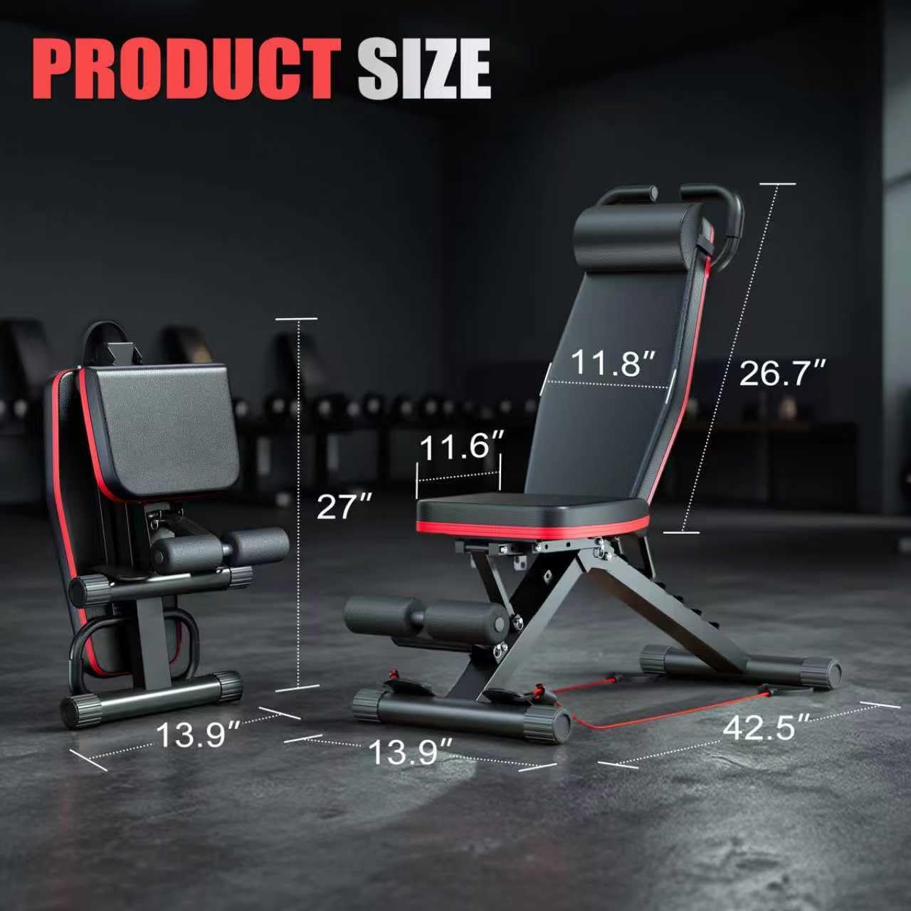 2026 1000LBS Adjustable Weight Bench, Multi-Functional Incline Decline Flat Bench Press, Foldable Full Body Dumbbell Workout Bench for Home Gym Weight Training, Sit Ups, Space-Saving Fitness Equipment - Image 9