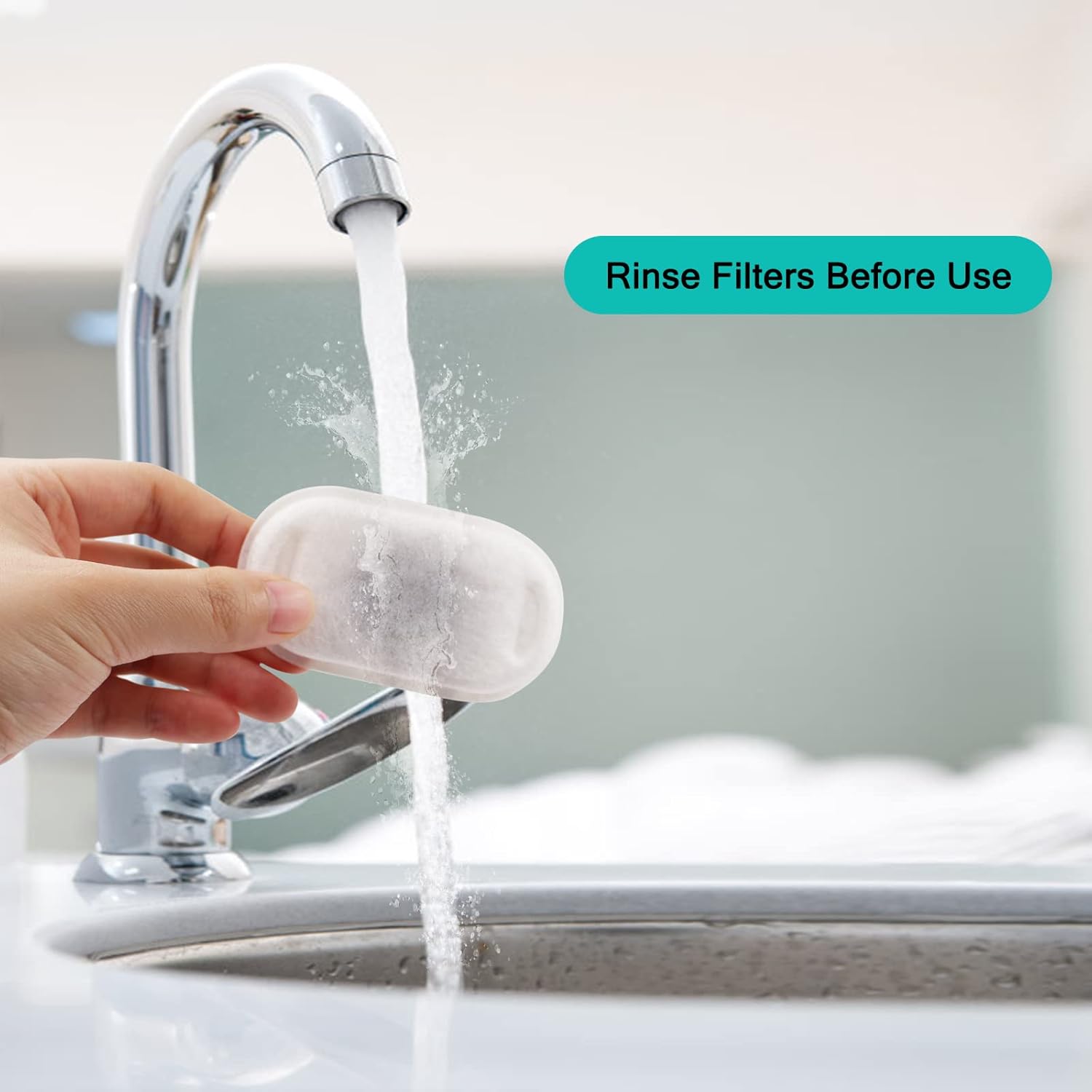 Monsin Cat Water Fountain Filters for Stainless Steel 67oz/2L Adjustable Water Flow Pet Fountain, 4 Pack Pet Replacement Filters with 4 Sponges - Image 7