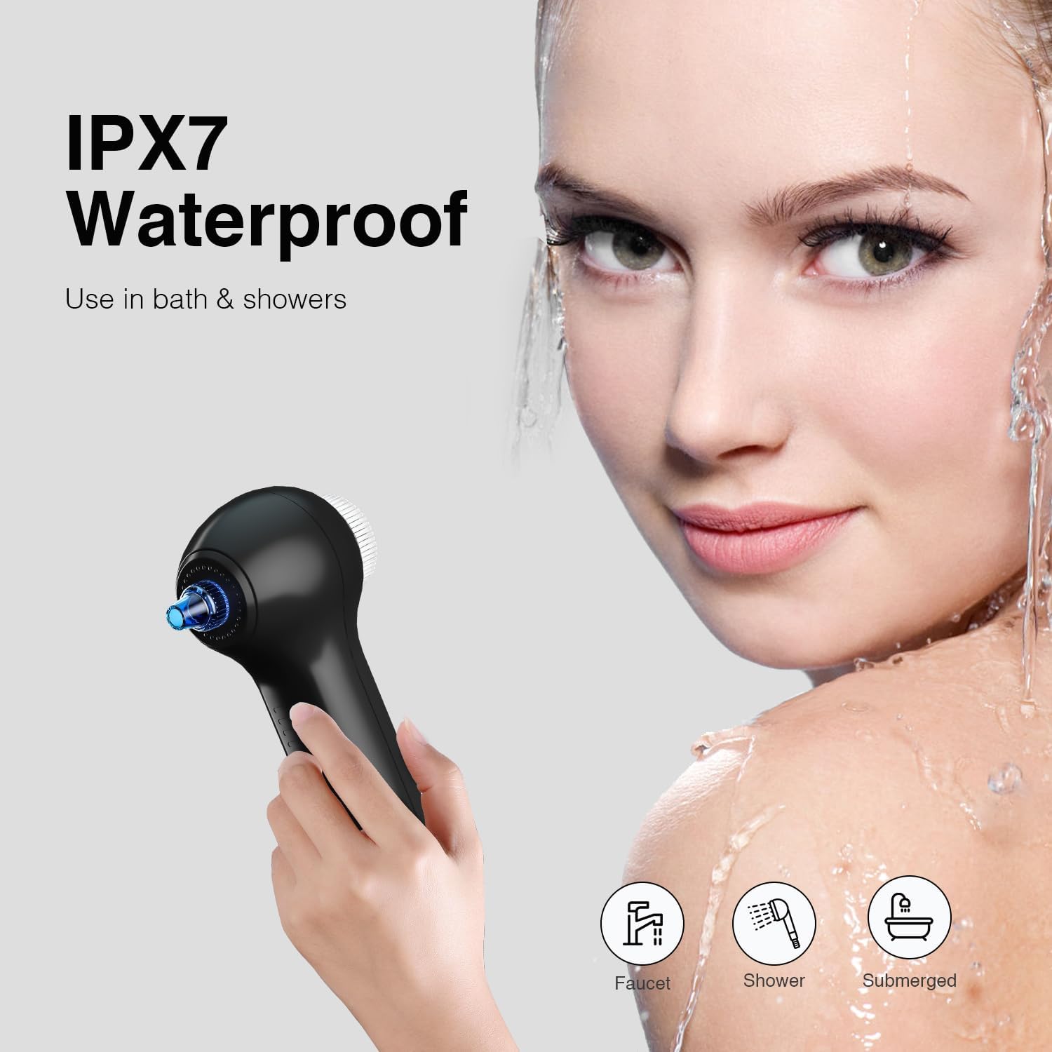 UMICKOO Electric Facial Cleansing Brush with LCD Screen, 3-in-1 Face Scrubber & Optional Blackhead Remover, Rechargeable, IPX7 Waterproof, Gentle Daily & Deep Cleaning for All Skin Types - Image 7