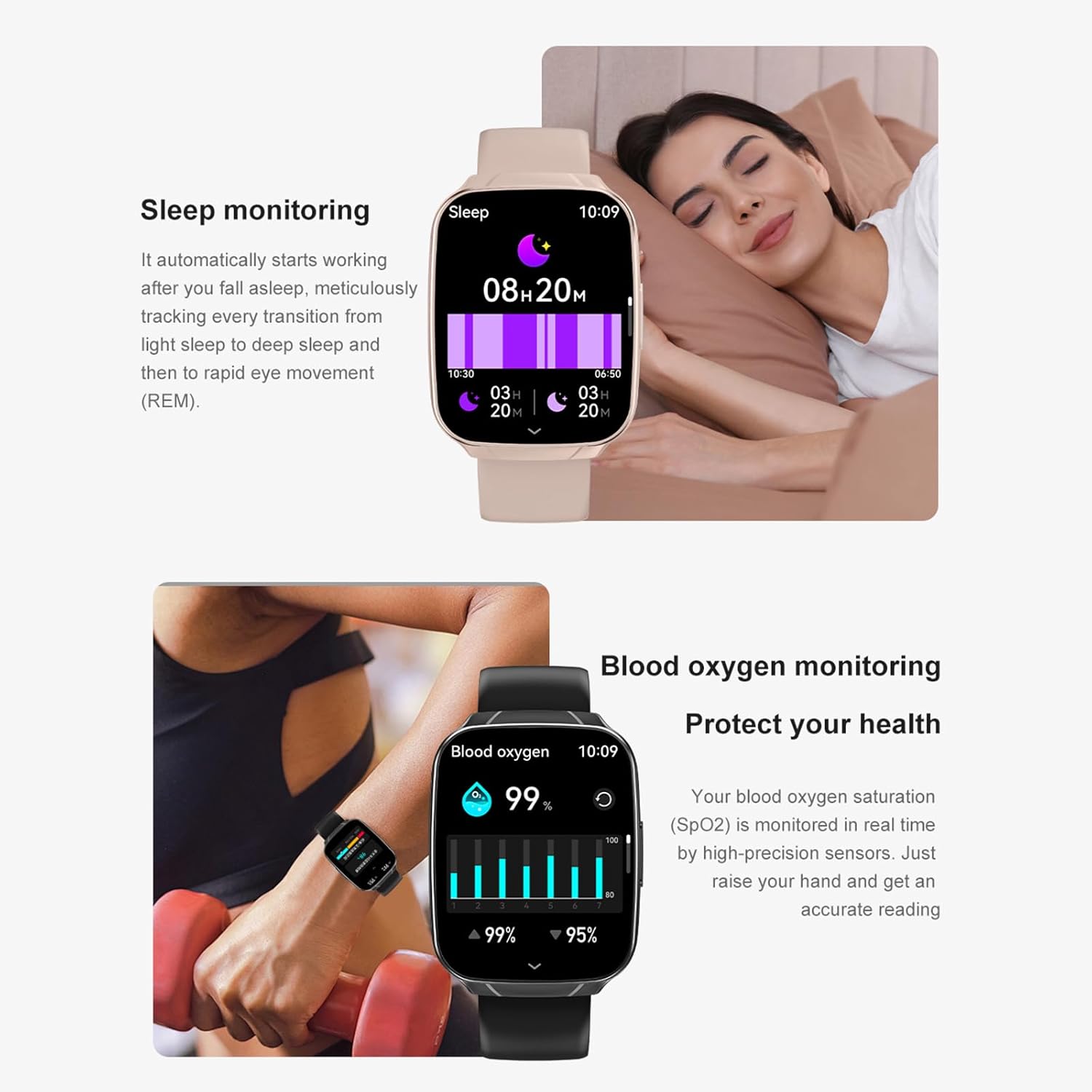 Smart Watch for Men Women, 1.83" HD Touchscreen Fitness Trackers with Bluetooth Call/Messages, Smartwatches with 120+ Sports Modes, 24/7 Heart Rate/Sleep Monitor for iPhone Android - Image 3