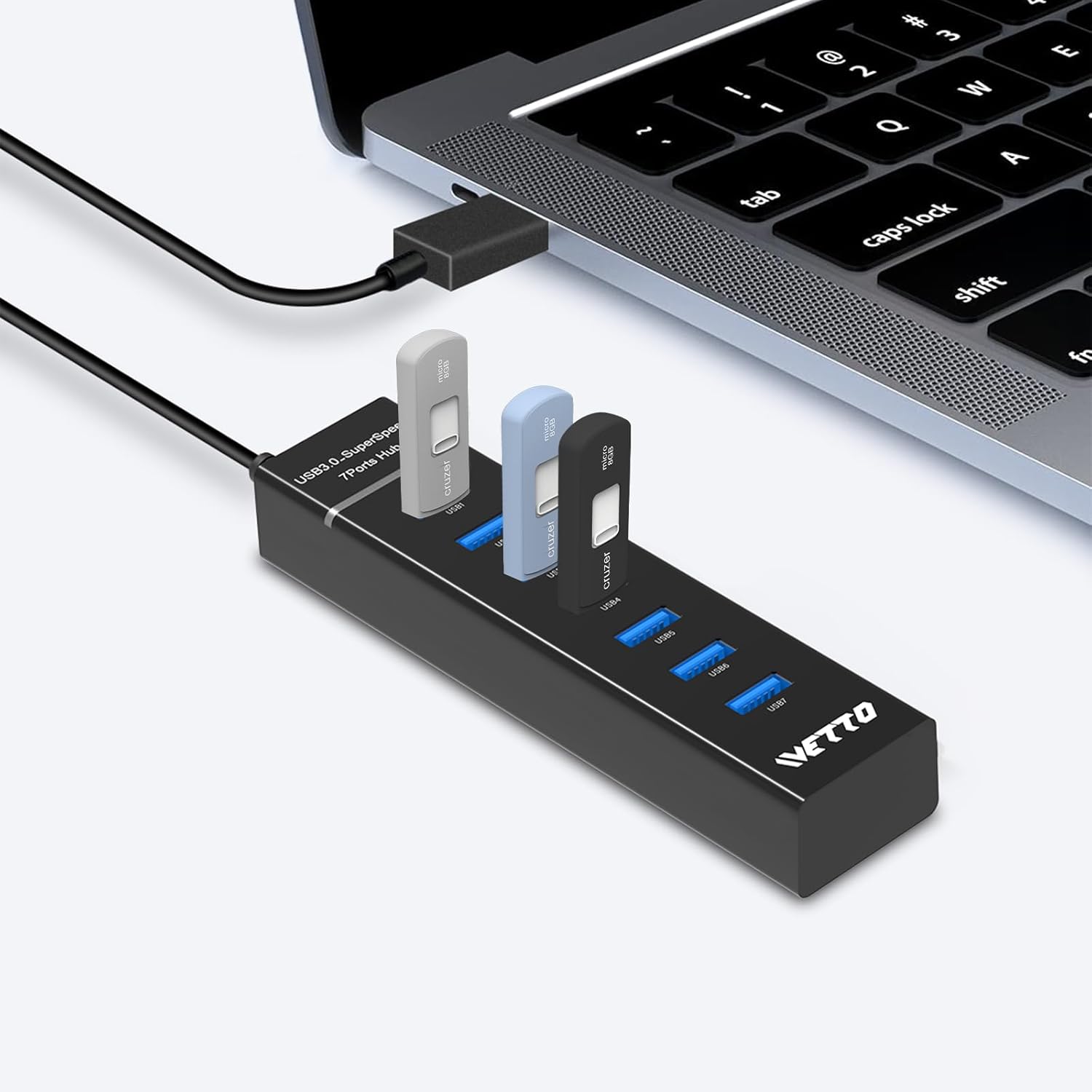 7-Port USB 3.0 Hub, IVETTO Data USB Hub Splitter with 3.3ft Long Cable for Laptop, PC, MacBook, Mac Pro, Mac mini, iMac, Surface Pro and More - Image 7