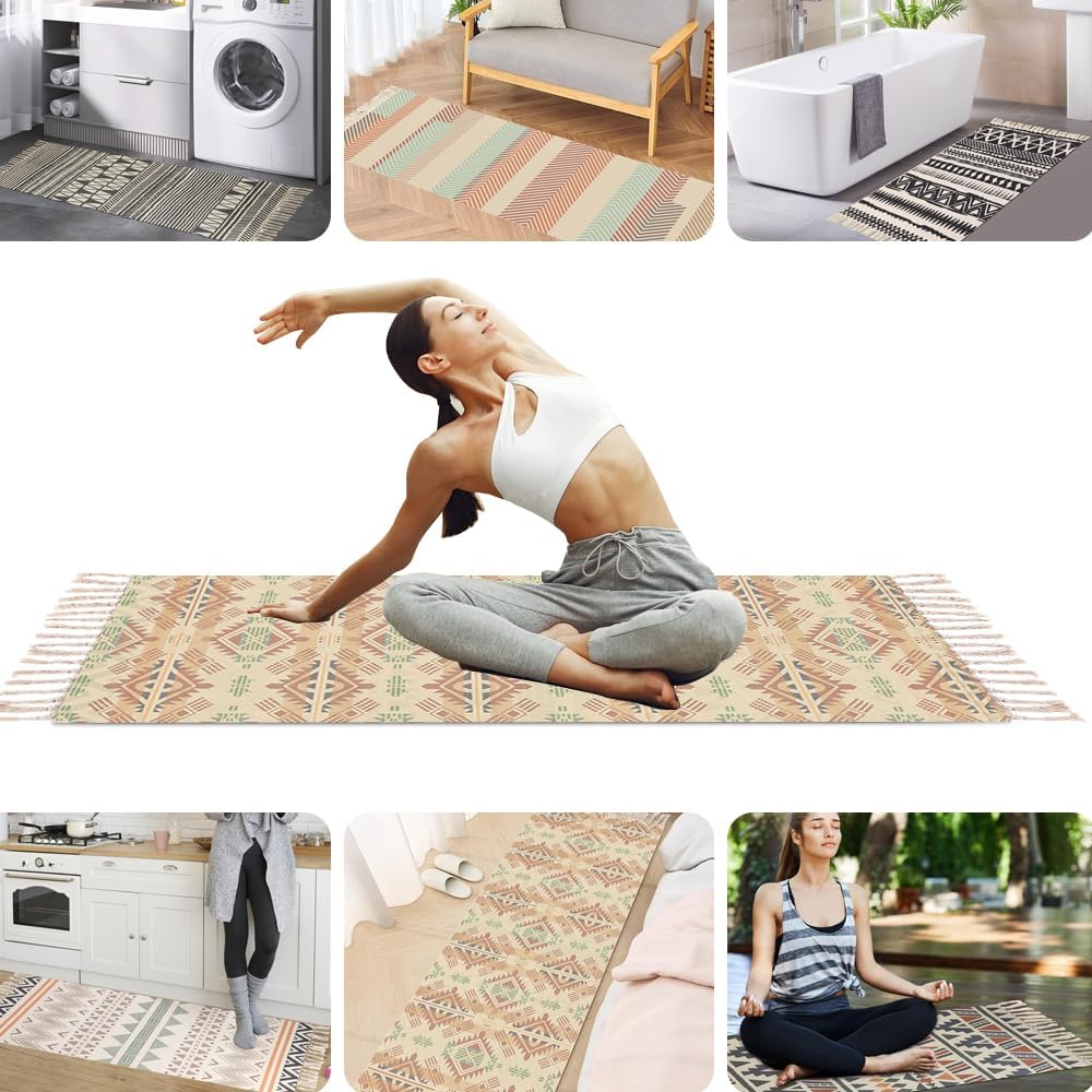 nuveti Cotton Yoga Mat - Absorbent, Grippy Tight Weave, Ashtanga & Hot Yoga Rug, Helps with Slippery Hands & Feet - Image 5
