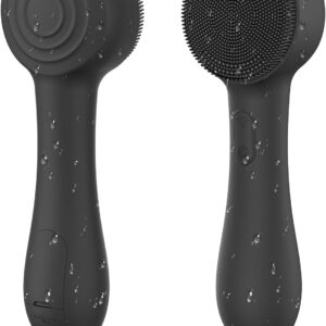 Facial Cleansing Brush Silicone Face Scrubber Waterproof Rechargeable Exfoliator Massage Device for Men & Women, Deep Pore Cleansing, Exfoliating, Removing Blackhead Electric Face Scrub Brush (Black)