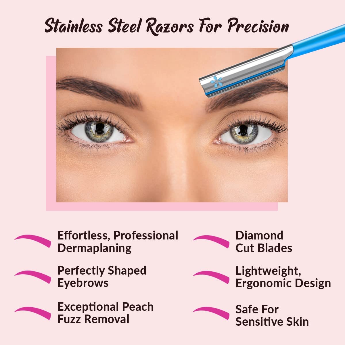Facial Razor Hair Removal - Dermaplaning Tool Peach Fuzz Remover Trimmer Women Remove Fine Hair Blue Eyebrow Razors Dermaplane Face Shavers Exfoliating Sensitive Skin Travel Essential - Image 5