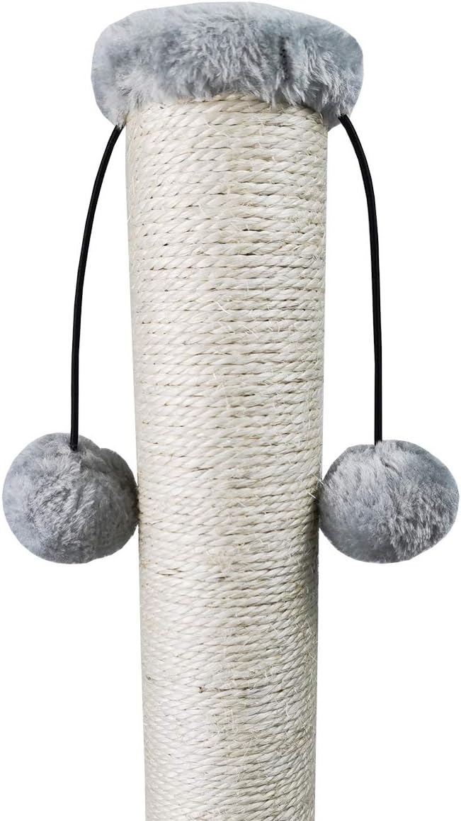 Dimaka 29'' Cat Scratching Post, Natural Sisal Rope Scratcher Post, Kitten Claw Scratch with 4 DanglingToy Balls for Large Cats (Grey) - Image 7