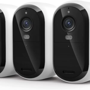 Arlo Essential Security Camera Wireless Outdoor 2K (3rd Gen, 2025 Release) – Battery Power, Person Recognition, Package Detection, Animated Preview, 1-Month Trial of Secure Plan, 3 Cam, White