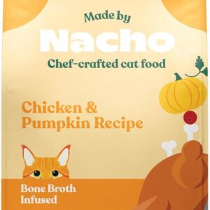 Made by Nacho Dry Cat Kibble 2lb Bag, High Protein and Grain-Friendly Premium Cat Food, Cage-Free Chicken & Pumpkin Recipe, Infused with Bone Broth for Hydration, Limited Ingredients, Single Bag