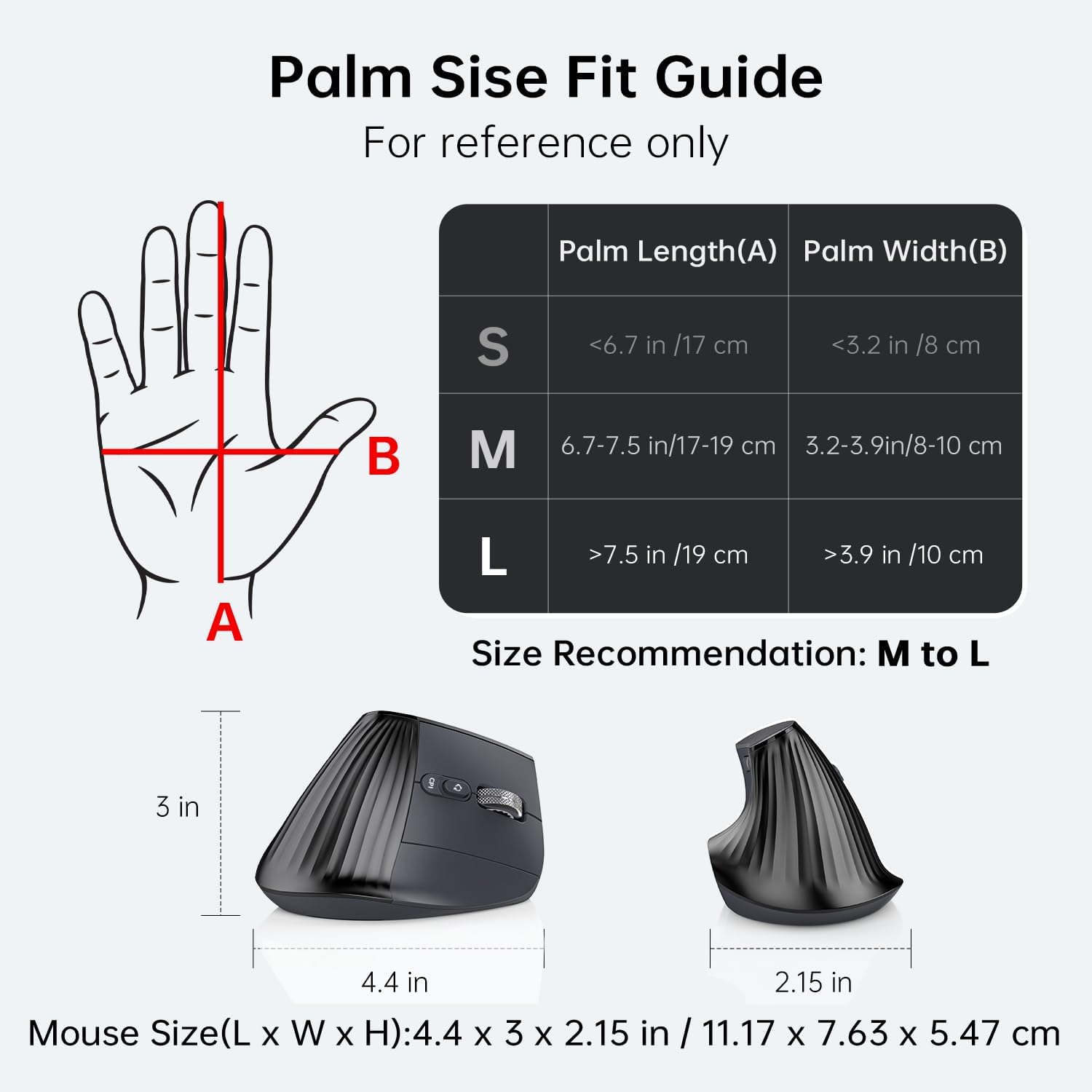 Ergonomic Vertical Mouse Wireless, Bluetooth Ultra-Fast Scrolling 4800 DPI Rechargeable Ergo Mouse, 2.4G Quiet Clicks 6 Buttons RGB Optical Mice, 3 Multi-Device Connectivity for Mac, Laptop - Black - Image 8