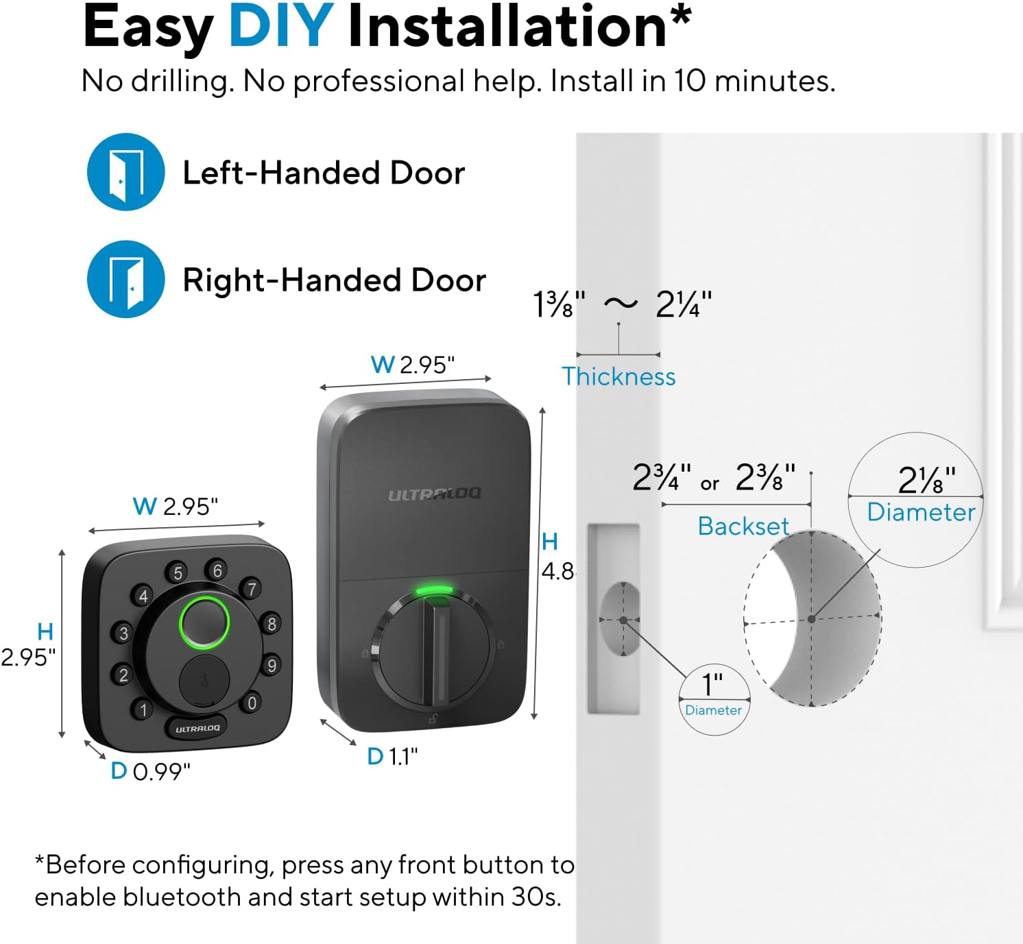 ULTRALOQ Bolt SE Smart Lock, Built-in Wi-Fi, Matter Over Thread, Works with Apple Home, Alexa, Google, 7-in-1 Keyless Entry Deadbolt with Fingerprint ID, App, Keypad, Remote Control, 18 Months Battery - Image 9