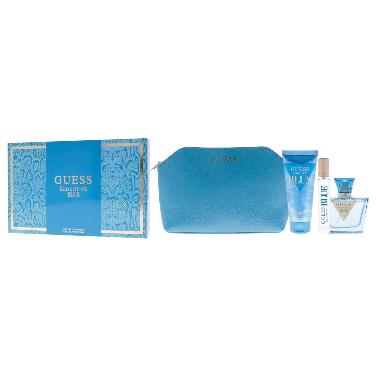 Guess Seductive Blue by Guess for Women - 4 Pc Gift Set 2.5oz EDT Spray, 3.4oz Body Lotion, 0.5oz EDT Spray, Pouch - Image 4