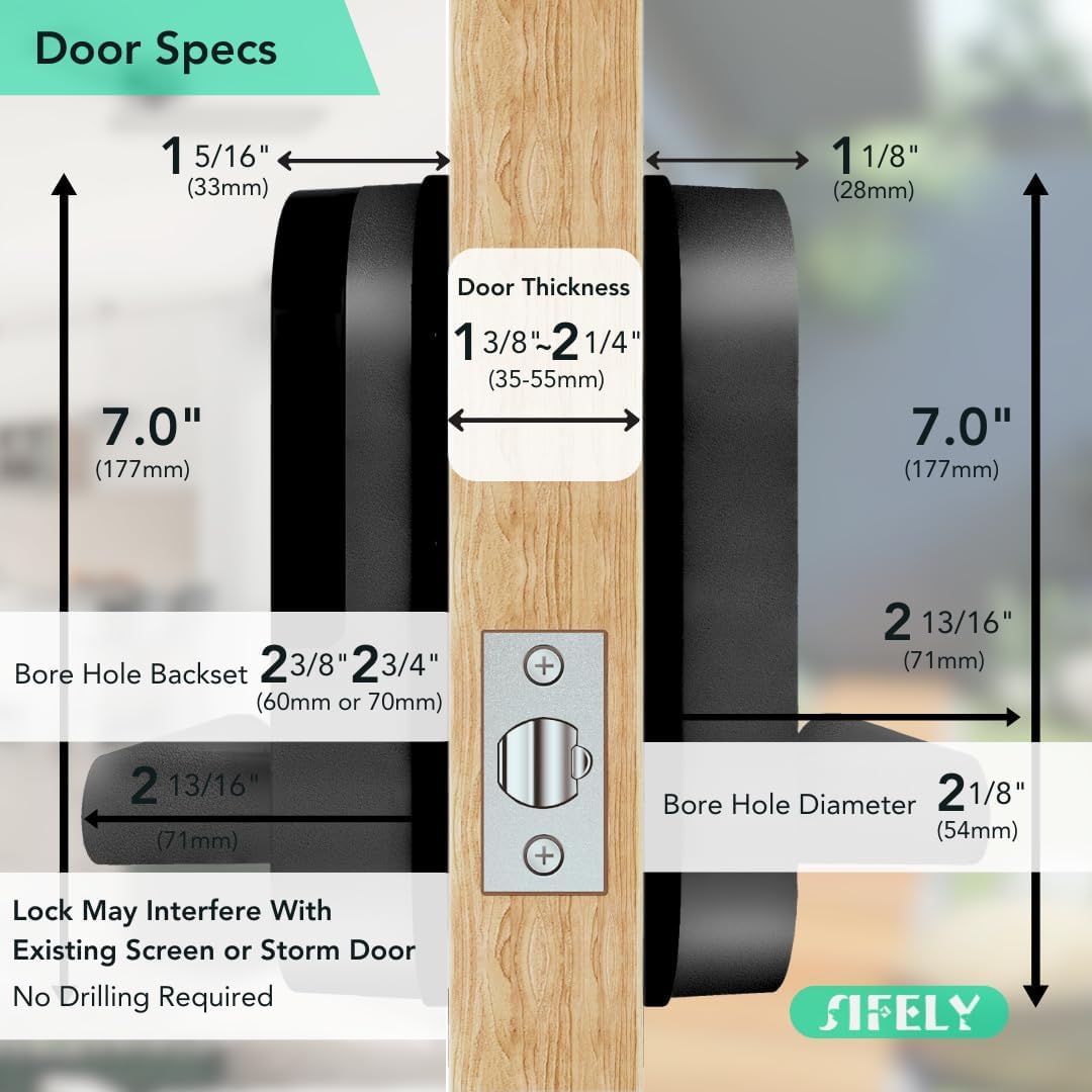 Fingerprint Smart Door Lock with Handle & Keypad – Built-in WiFi Remote Access, Keyless Entry for Front Door, Home & Airbnb, App Control, Compatible with Alexa & Google, Easy DIY Install - Image 6