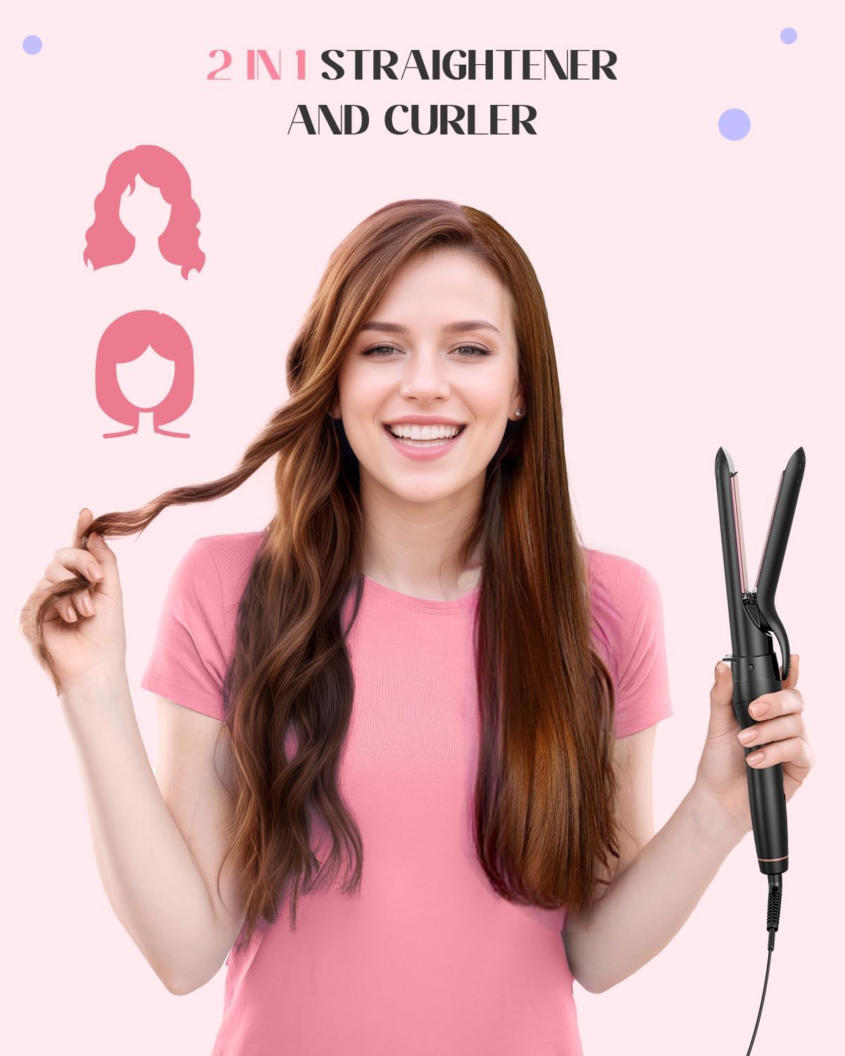 Lopeie 5 in 1 Curling Iron with Thermal Brush and 4 Interchangeable Ceramic Barrels(1/2 to 1 1/2 inch), Curling Wand Set with Flat Iron, Fast Heating, Dual Voltage Hair Curler, Gifts for Women - Image 5