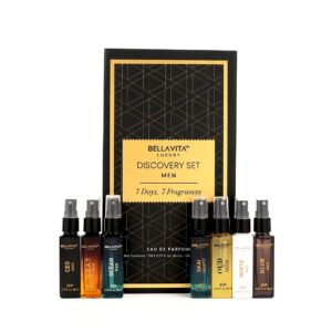 Bellavita Luxury Men’s Perfume Discovery Gift Set with CEO Man, G.O.A.T., OCEAN, Skai, Gold Oud, White Oud, and Klub | 56ml | Perfume for Men | Woody, Citrus, Fresh, Oriental Scent Profile