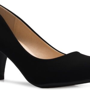 Olivia K Women’s Comfort Classic Round Toe Kitten Low Mid Heel Dress Pumps
