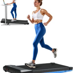 DeerRun Walking Pad Under Desk Treadmill with Incline, Quiet & Space-Saving Design for Home Office, 300 lbs Capacity, 0.6-3.8 MPH, App & Remote Control