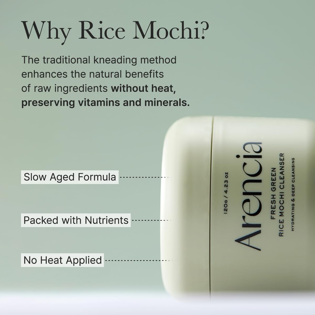 Arencia Korean Rice Mochi Face Cleanser - Face Wash, Gentle Scrub All in One for Deep Cleansing, Moisturizing, Pore Minimizing, Acne-Prone Skin, Removing Blackhead with Rice Water & Green Tea - Image 8