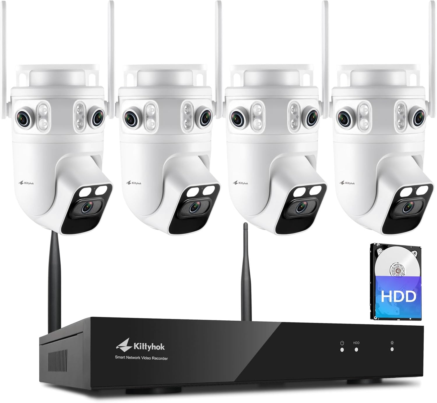 Home Security Camera System Wireless, Triple Lens 2K Security Cameras Wireless Outdoor with 360° Pan & Tilt, Motion Detection, Auto Tracking, 2.4/5GHz WiFi, Night Vision, 16CH NVR with 500GB HDD