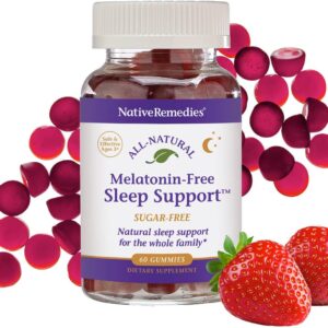Native Remedies Melatonin-Free Sleep Gummies – Sugar-Free Herbal Formula with GABA, Magnesium, L-Theanine & Valerian – Sleep Aid Natural Support for Adults – 60 Calm Gummy Vitamins