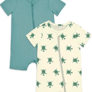 Jimonda Baby Rompers Cotton Baby Boys Baby Girls Short Sleeve Sleepers Pjs Two Way Zipper One-piece Neutral Sleep and Play