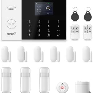 Home Alarm System Wireless,16Pcs WiFi+4G with Phone App & Remote Control Alarm System,Door/Window Sensors,Motion Detectors,for Smart Life or Tuya APP,Compatible with Alexa NO Monthly Fees