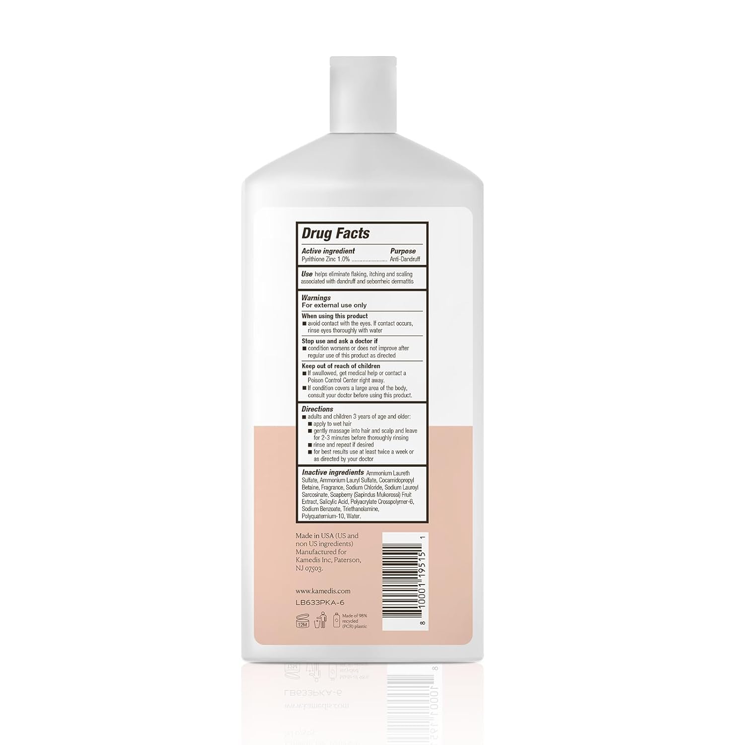 KAMEDIS Anti Dandruff Shampoo, Triple Power Formula: 1% Zinc Pyrithione, Salicylic Acid & Soap Nut Pure Extract. Itch, Flaky & Seborrheic Dermatitis Relief. Unisex. Parabens & Dyes Free. 16.9 Fl Oz - Image 8
