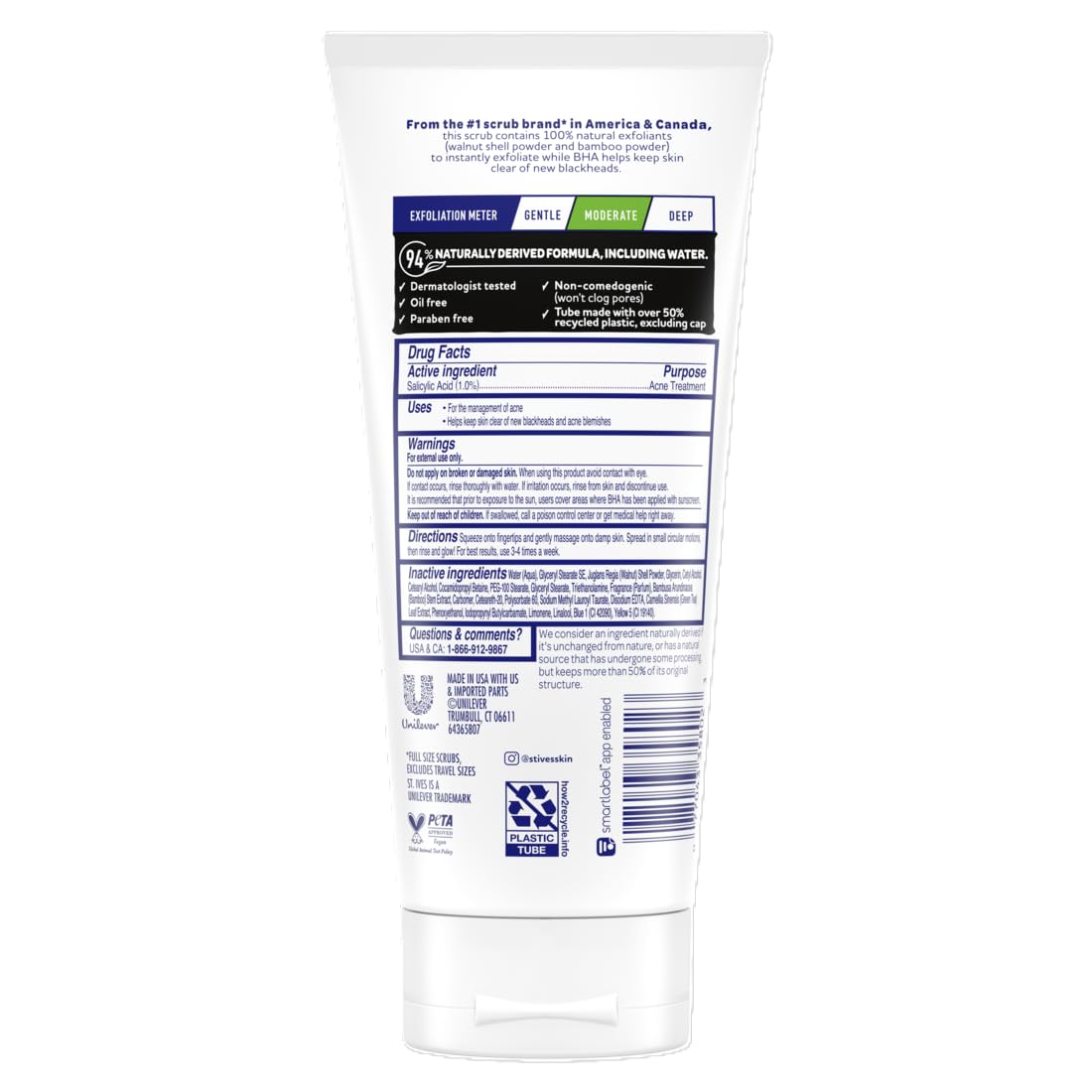 St. Ives Blackhead Clearing Face Scrub, Clears Blackheads & Unclogs Pores, Green Tea & Bamboo, Salicylic Acid Acne Treatment Facial Scrub, Moderate Exfoliator Skin Care with Natural Exfoliants 6 oz - Image 2