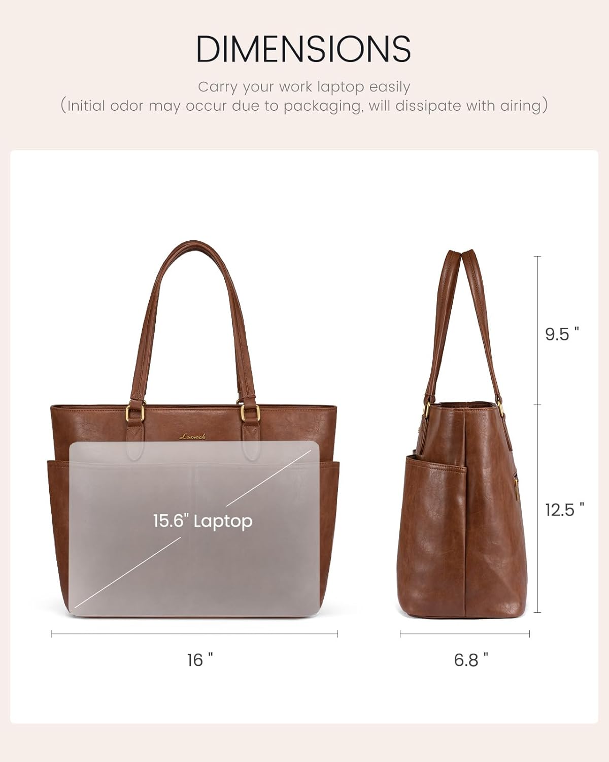 LOVEVOOK 15.6 Inch Laptop Bag for Women, Vintage Leather Work Tote Bags with Large Cup Holder, Teacher Nurse Medical Professional Computer Bag, Office Briefcase Handbag Gift - Image 5