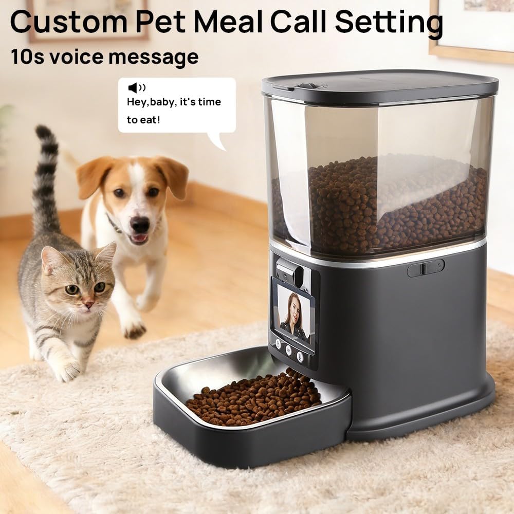 5L Automatic Cat Feeder with Camera, Two-Way Video 3MP HD & Audio, 5G WiFi Automatic Dog Feeder with Night Vision, Cat Food Dispenser with Dog Food Container for Multiple Pets - Image 5