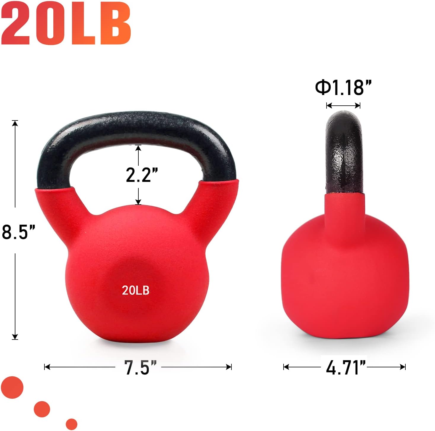 RitFit Neoprene Coated Kettlebell Weight Set, Solid Cast Iron - Image 3