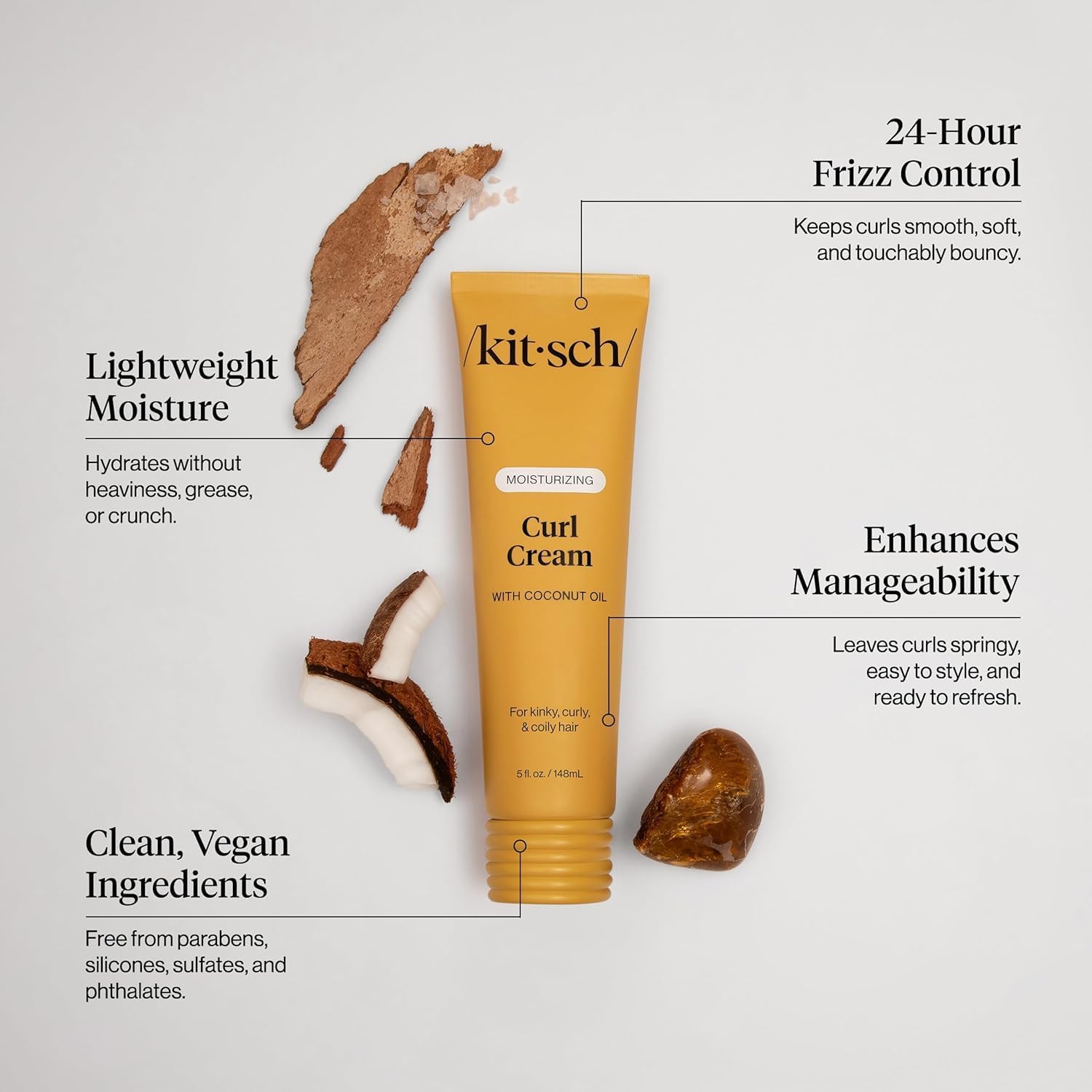 Kitsch Moisturizing Curl Cream for Curly Hair – Lightweight Curly Hair Products for Men & Women | Defines Curls, Controls Frizz & Boosts Shine | Hydrating Curling Cream - 5.3 oz - Image 5