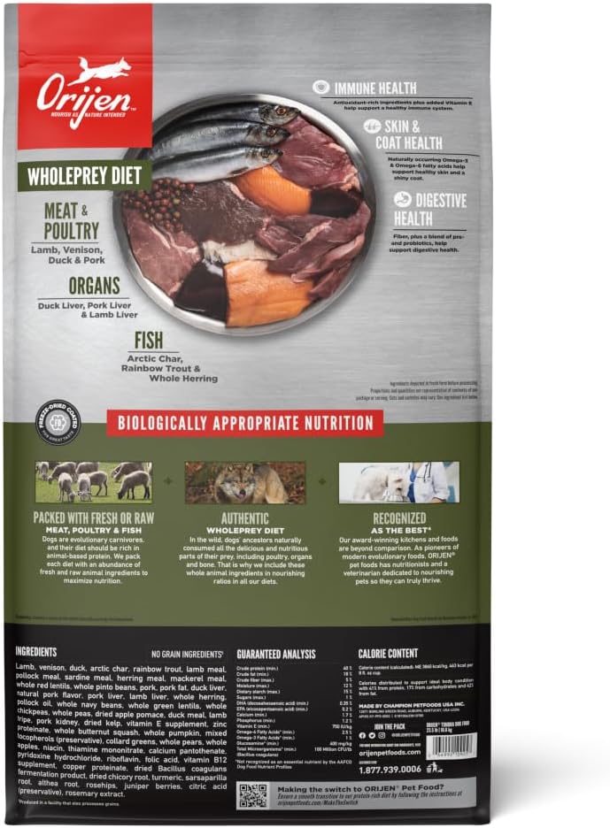 ORIJEN Grain Free Poultry Free High Protein Dry Dog Food Tundra Recipe 23.5lb Bag - Image 2