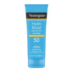 Neutrogena Hydro Boost Water Gel Sunscreen SPF 50, Oil‑Free Hydrating & Water‑Resistant Face & Body Sunscreen Lotion, Non‑Greasy, Broad Spectrum, Lightweight Moisturizer, 3 fl oz