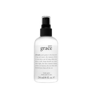 philosophy pure grace body spray – crisp & clean women’s scent – with notes of water lily, leafy greens & musk – luxury body spritz for women – long lasting fragrance – 8 fl oz.