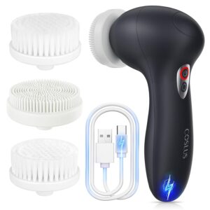 COSLUS FBX04 Facial Cleansing Brush Face Scrubber: 3 in 1 Bi-Directional Electric Spin Brush for Removing Blackhead, Exfoliating, Massaging – Rechargeable Waterproof, 3 Adjustable Speeds for Men Women
